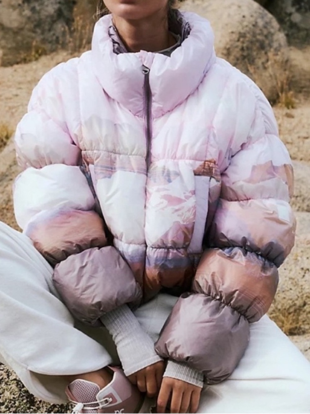 FP Movement Large Jacket In A Bubble Shine Puffer cropped Aurora